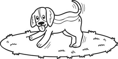 hand dragen beagle hund gående illustration i klotter stil vektor