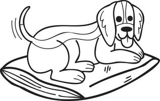 hand gezeichnete schlafende beagle-hundeillustration im gekritzelstil vektor