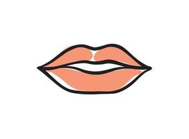 Lippen weiblich. sexy rote Lippen gezeichnete Illustration. schöne Frau Lippen Logo in Pastellfarbe. Designkonzept gut für Logo, Karte, Banner, Poster, Flyer vektor