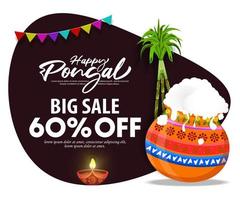 Happy Pongal Festival Poster oder Banner Hintergrund. Happy Pongal Angebot Verkauf Design. vektor