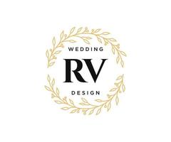 rv initialer brev bröllop monogram logotyper samling, hand dragen modern minimalistisk och blommig mallar för inbjudan kort, spara de datum, elegant identitet för restaurang, boutique, Kafé i vektor