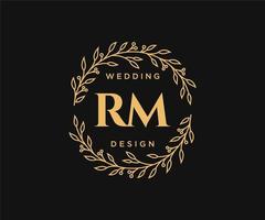 rm initialer brev bröllop monogram logotyper samling, hand dragen modern minimalistisk och blommig mallar för inbjudan kort, spara de datum, elegant identitet för restaurang, boutique, Kafé i vektor