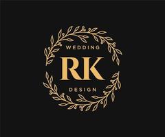 rk initialer brev bröllop monogram logotyper samling, hand dragen modern minimalistisk och blommig mallar för inbjudan kort, spara de datum, elegant identitet för restaurang, boutique, Kafé i vektor