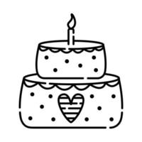 Kuchen mit einer Kerze, Illustration vektor