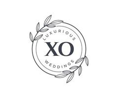 xo initials brief hochzeitsmonogramm logos vorlage, handgezeichnete moderne minimalistische und florale vorlagen für einladungskarten, save the date, elegante identität. vektor