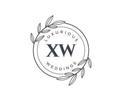 xw Initialen Brief Hochzeit Monogramm Logos Vorlage, handgezeichnete moderne minimalistische und florale Vorlagen für Einladungskarten, Datum speichern, elegante Identität. vektor