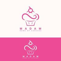 minimalistische süße Cupcake-Logo-Vorlage vektor