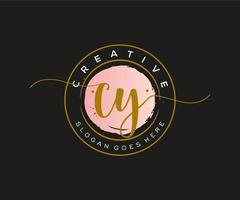 första cy feminin logotyp skönhet monogram och elegant logotyp design, handstil logotyp av första signatur, bröllop, mode, blommig och botanisk med kreativ mall. vektor