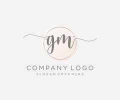 första gm feminin logotyp. användbar för natur, salong, spa, kosmetisk och skönhet logotyper. platt vektor logotyp design mall element.