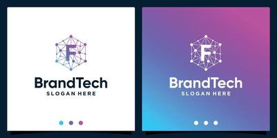 blockchain-technologie abstrakter logogradient mit anfangsbuchstabenlogo. Premium-Vektor vektor