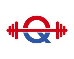 kondition Gym logotyp på brev q tecken vektor