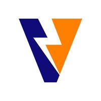 Buchstabe V Power-Logo. Power-Logo-Design mit Beleuchtungs-Donnerbolzen-Vorlage vektor
