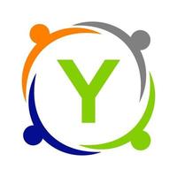 Logo-Design für Einheitsteamarbeit mit Y-Briefvorlage. Logo-Vorlage für wohltätige Zwecke vektor