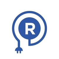 bokstaven r elektrisk logotyp vektor