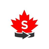 Buchstabe s kanadisches Ahorn-Logo-Design-Vorlage. Kanadisches Logo aus rotem Ahorn vektor