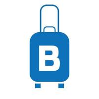 buchstabe b reiselogo. reisetasche urlaubsflugzeug mit tasche tour und tourismusunternehmen logo vektor