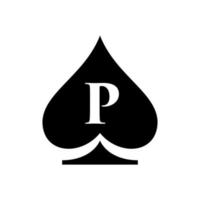 brev p kasino logotyp. poker kasino vegas logotyp mall vektor