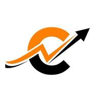 brev c finansiell logotyp mall med marknadsföring tillväxt pil vektor