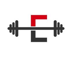 kondition Gym logotyp på brev e tecken vektor