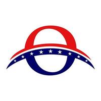första brev o amerikan logotyp. USA amerikan logotyp vektor