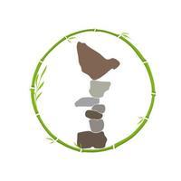 Rock-Balance und Kreis-Bambus-Logo vektor