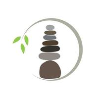 Rock-Balance mit Blatt-Logo vektor