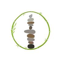 Rock-Balance und Kreis-Bambus-Logo vektor