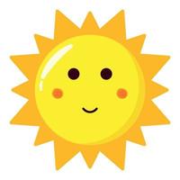 Sonne Lächeln Gesicht Symbol kawaii Clipart Vektor Illustration Aufkleber