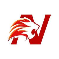 första n lejon huvud logotyp vektor