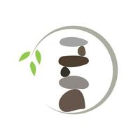 Rock-Balance mit Blatt-Logo vektor