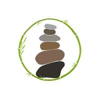 Rock-Balance und Kreis-Bambus-Logo vektor