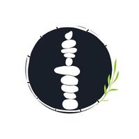 Rock-Balance und Kreis-Bambus-Logo vektor