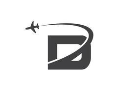 brev d resa logotyp design begrepp med flygande flygplan symbol vektor