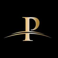 Buchstabe p-Logo-Design-Luxus-Vorlage vektor