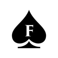 brev f kasino logotyp. poker kasino vegas logotyp mall vektor