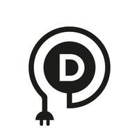 brev d elektrisk logotyp vektor