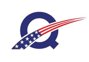 första brev q amerikan logotyp. USA amerikan logotyp vektor