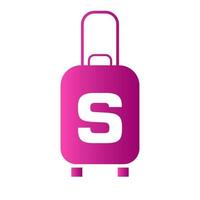 buchstabe s reiselogo. reisetasche urlaubsflugzeug mit tasche tour und tourismusunternehmen logo vektor