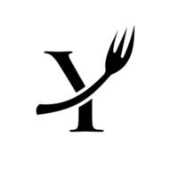 brev y restaurang logotyp tecken design vektor