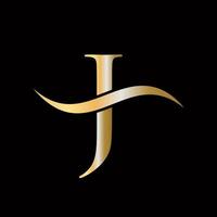 brev j logotyp gyllene lyxig symbol monogram design vektor
