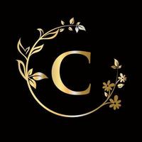 brev c skönhet blomma logotyp dekorativ, blomma, skönhet, spa vektor mall