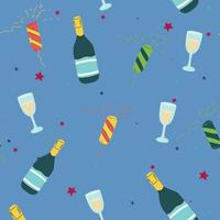 champagne, prosecco, cava firande, ny år, sömlös vektor mönster, bakgrund.