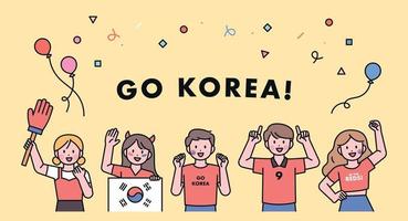 koreanska fotboll glädjande team röd djävlar supportrar. baner mall. vektor