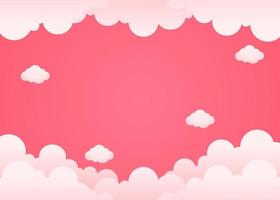 rosa hintergrund mit wolkenillustration für valentinstagfeier und grußkarte vektor