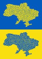 Ukraine-Karte auf blauem und gelbem Hintergrund. Flagge der Ukraine. vektor