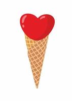 Eis-Symbol-Vektor-Illustration. Herzen formen. rote Farbe. süßer und kalter Nachtisch. Eishörnchen. Valentinstag. Liebe feiern. vektor