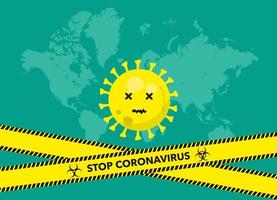 stoppen sie die coronavirus-pandemie weltweit global banner oder poster design. gelbe, grüne und schwarze Farben. vektor