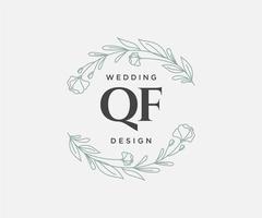 qf initialer brev bröllop monogram logotyper samling, hand dragen modern minimalistisk och blommig mallar för inbjudan kort, spara de datum, elegant identitet för restaurang, boutique, Kafé i vektor