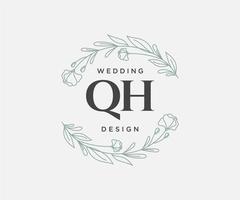 qh initialer brev bröllop monogram logotyper samling, hand dragen modern minimalistisk och blommig mallar för inbjudan kort, spara de datum, elegant identitet för restaurang, boutique, Kafé i vektor