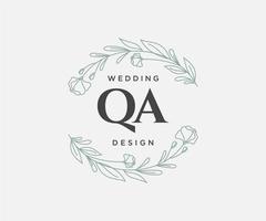 qa initialen brief hochzeitsmonogramm logos sammlung, handgezeichnete moderne minimalistische und florale vorlagen für einladungskarten, save the date, elegante identität für restaurant, boutique, café im vektor